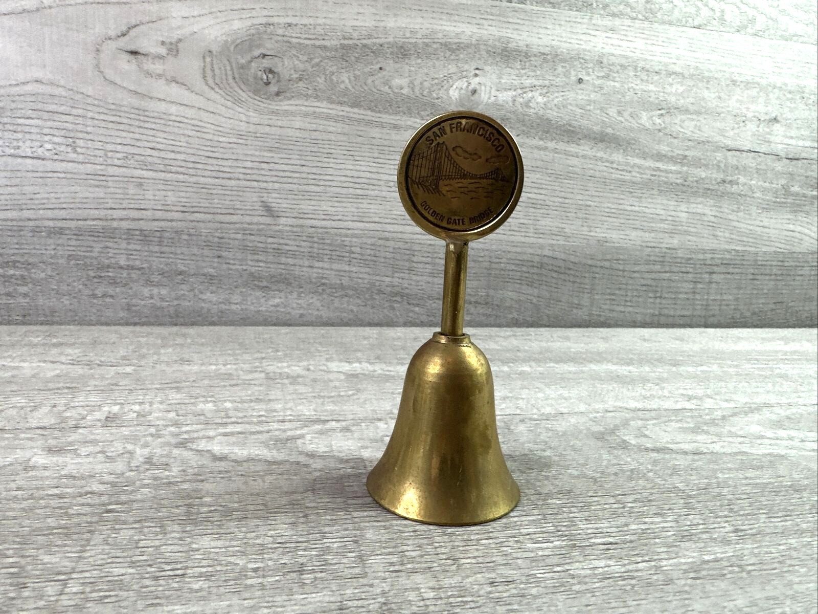 Unbranded San Fransisco Golden Gate Bridge Souvenir Brass Bell Collectible 4″