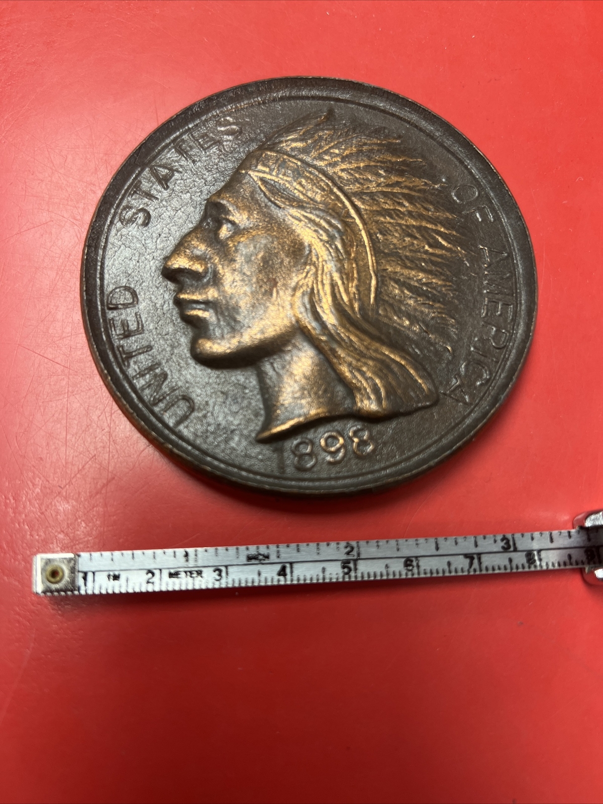 niagara falls souvenir indian head penny coin paperweight medallion