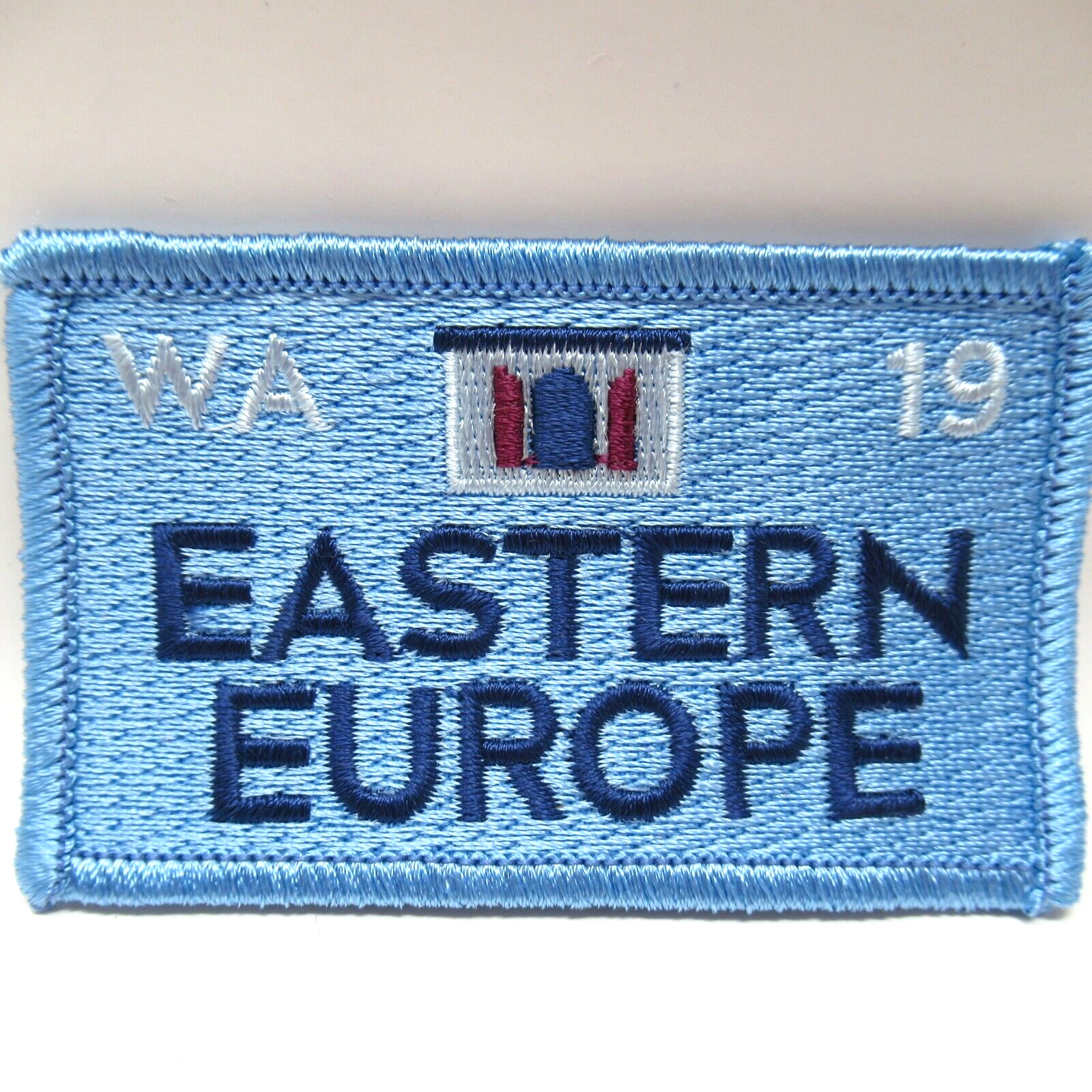 Eastern Europe WA 19 Embroidered Patch Baby Blue Travel Souvenir Vintage Sew On