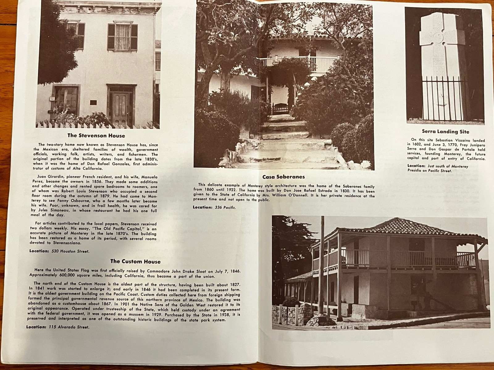 1960s VTG Monterey State Historical Monument Brochure Map California FREE SHIP