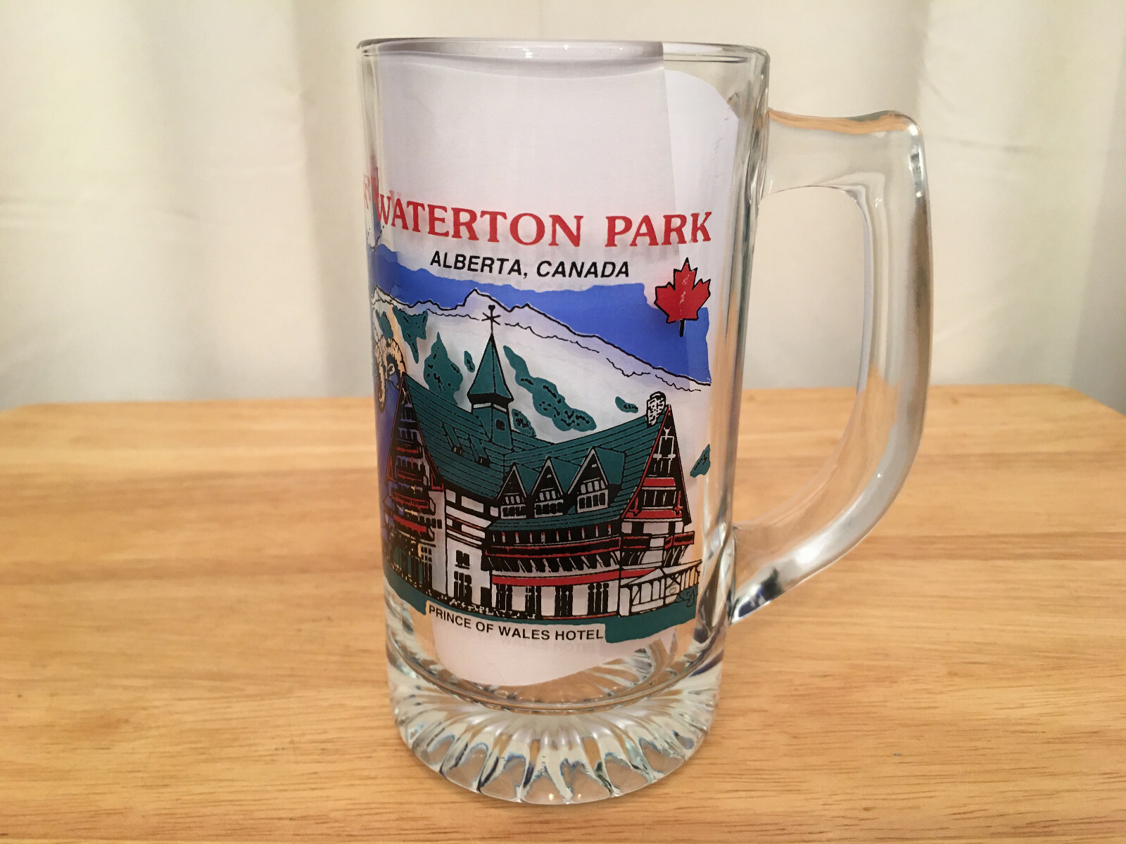 Unbranded Vtg. Canadian Rockies / Alberta Canada Waterton Park 12 oz. Beer Mug