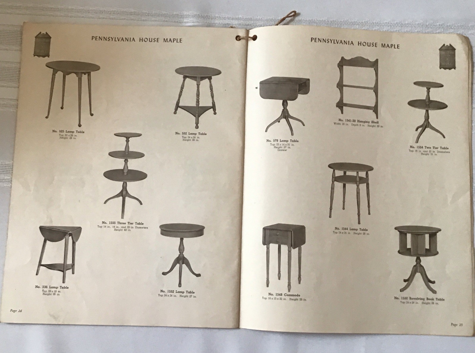 PENNSYLVANIA HOUSE MAPLE FURNITURE DISPLAY CATALOG, Lewisburg, Pa