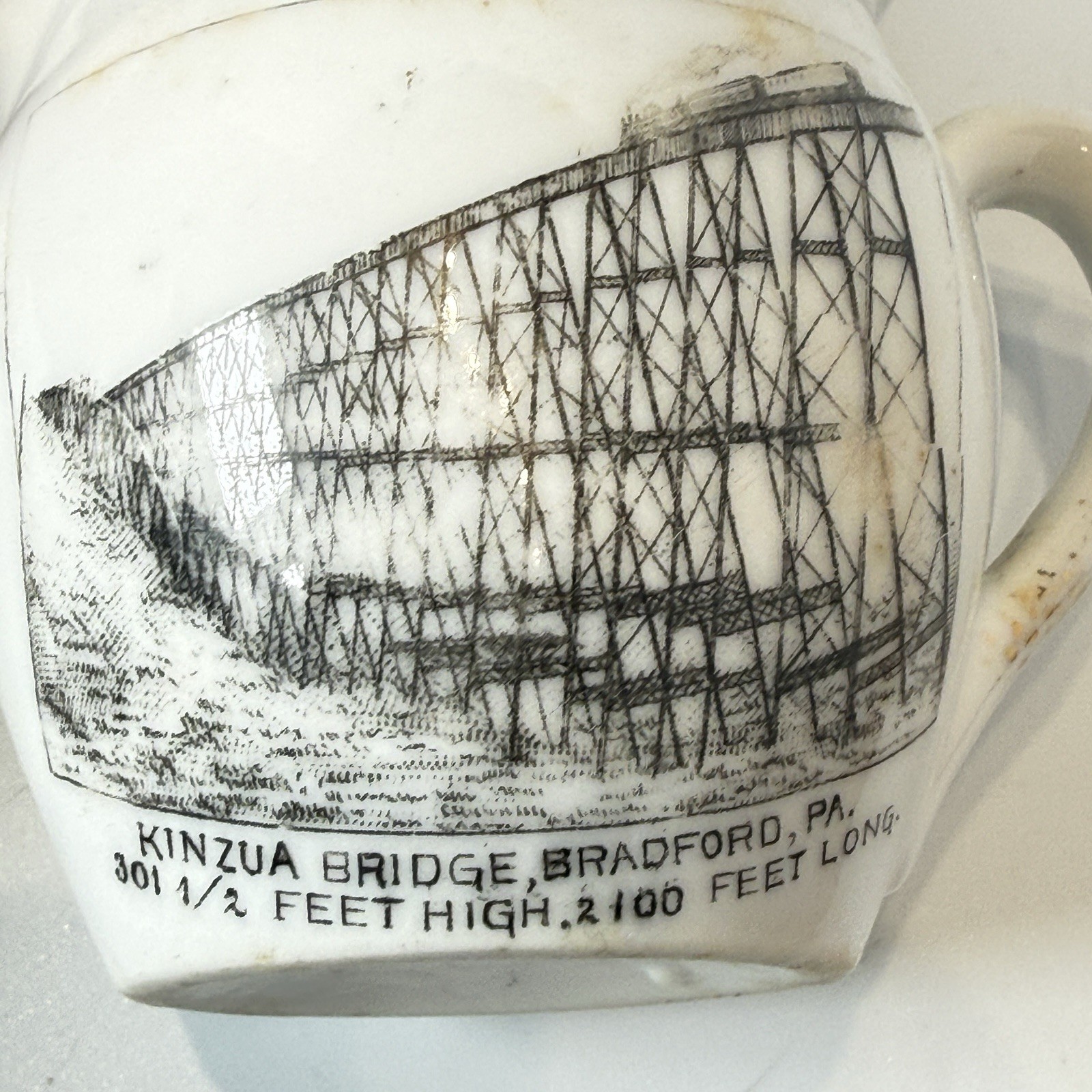 BRADFORD Pennsylvania PA Antique KINZUA BRIDGE Souvenir TRINKET CREAMER