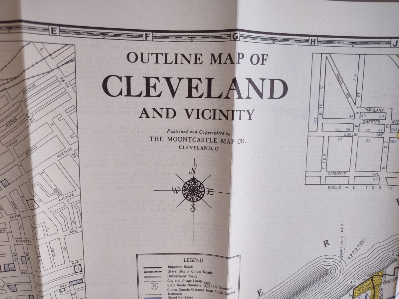 Cleveland Ohio Points Of Interest How To Get There vintage c1936 map brochure