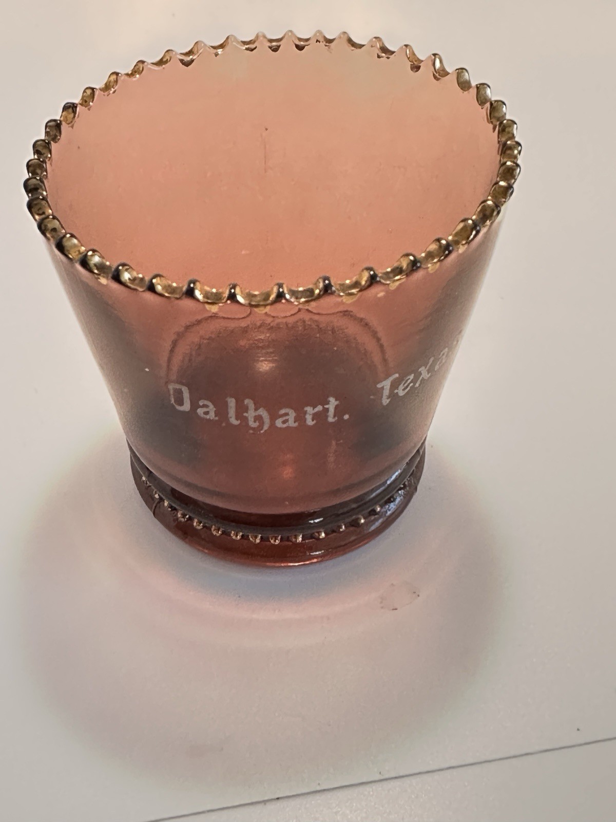 Jefferson Glass Co Toothpick Holder Souvenir Of Dalhart Texas Circa 1910 Antique
