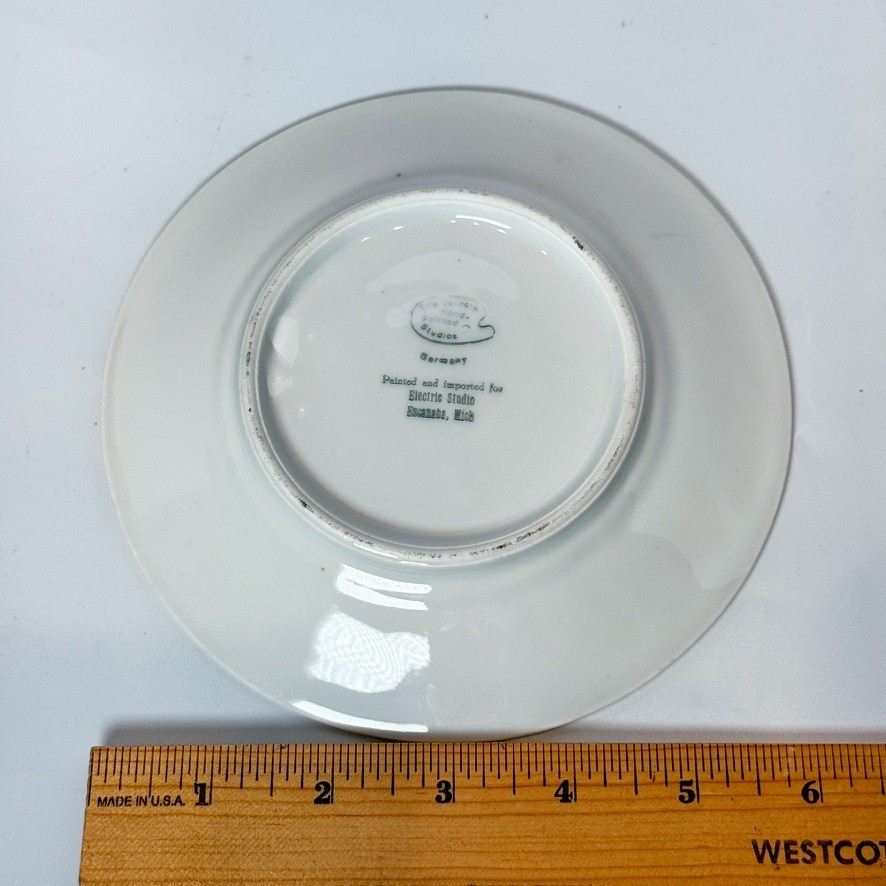 ESCANABA Ore Docks MICHIGAN MI Antique Souvenir China TRINKET DISH PLATE