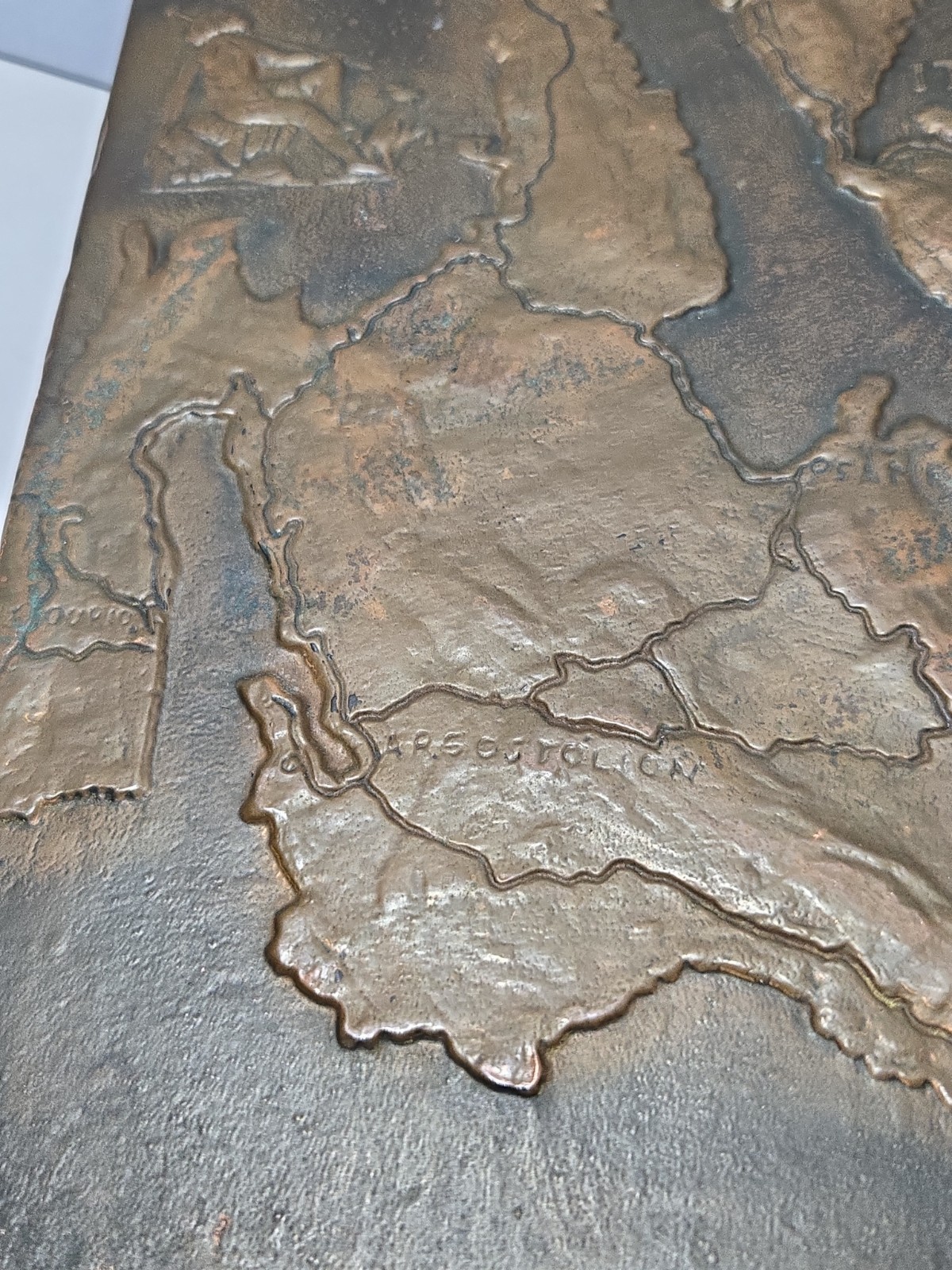 Vintage Cephalonia Copper Relief Map Plaque Ithaki Greece • Solid Copper Tested