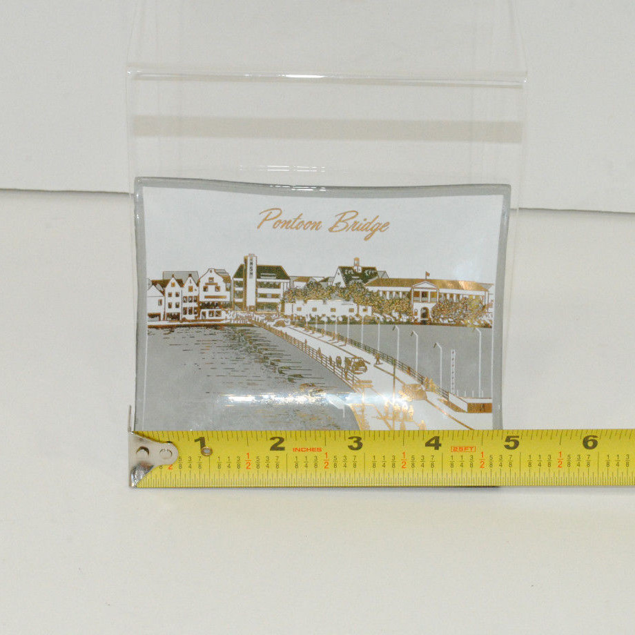 Pontoon Bridge Curacao N.A. Glass Souvenir Ashtray Trinket Dish Vintage