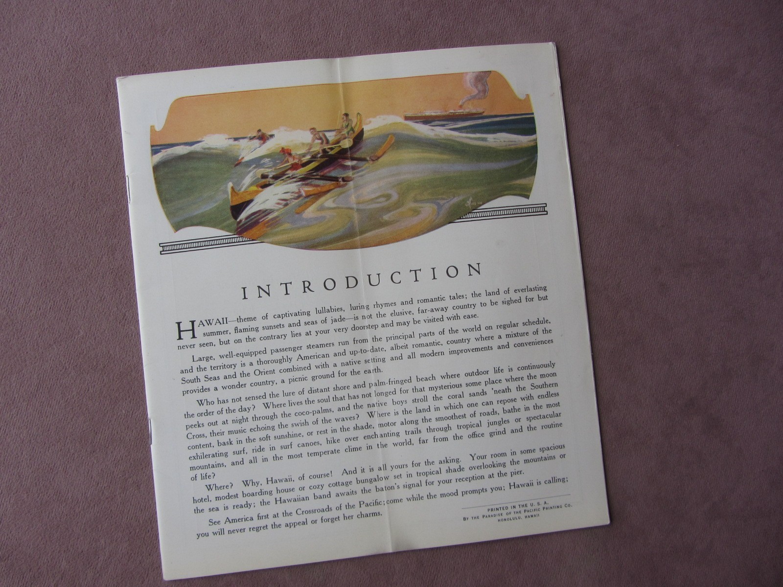 Vtg 1928 Hawaii Travel Guide Booklet Year Round Playground Photos Map Art