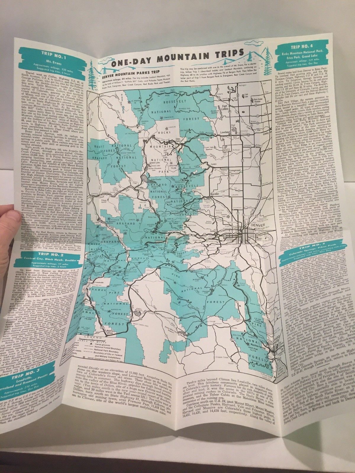 1940s Denver Convention & Visitor’s Bureau See & Do Travel Brochure & Map