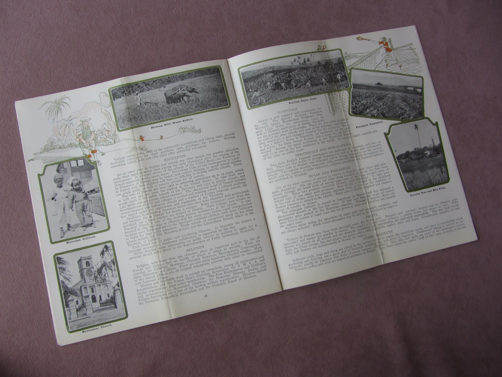 Vtg 1928 Hawaii Travel Guide Booklet Year Round Playground Photos Map Art