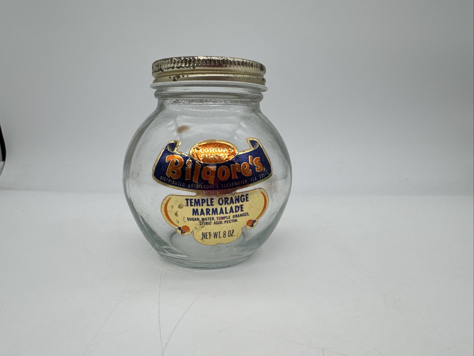 Vintage Bilgore’s Temple Orange Marmalade Clearwater Florida Round Jar