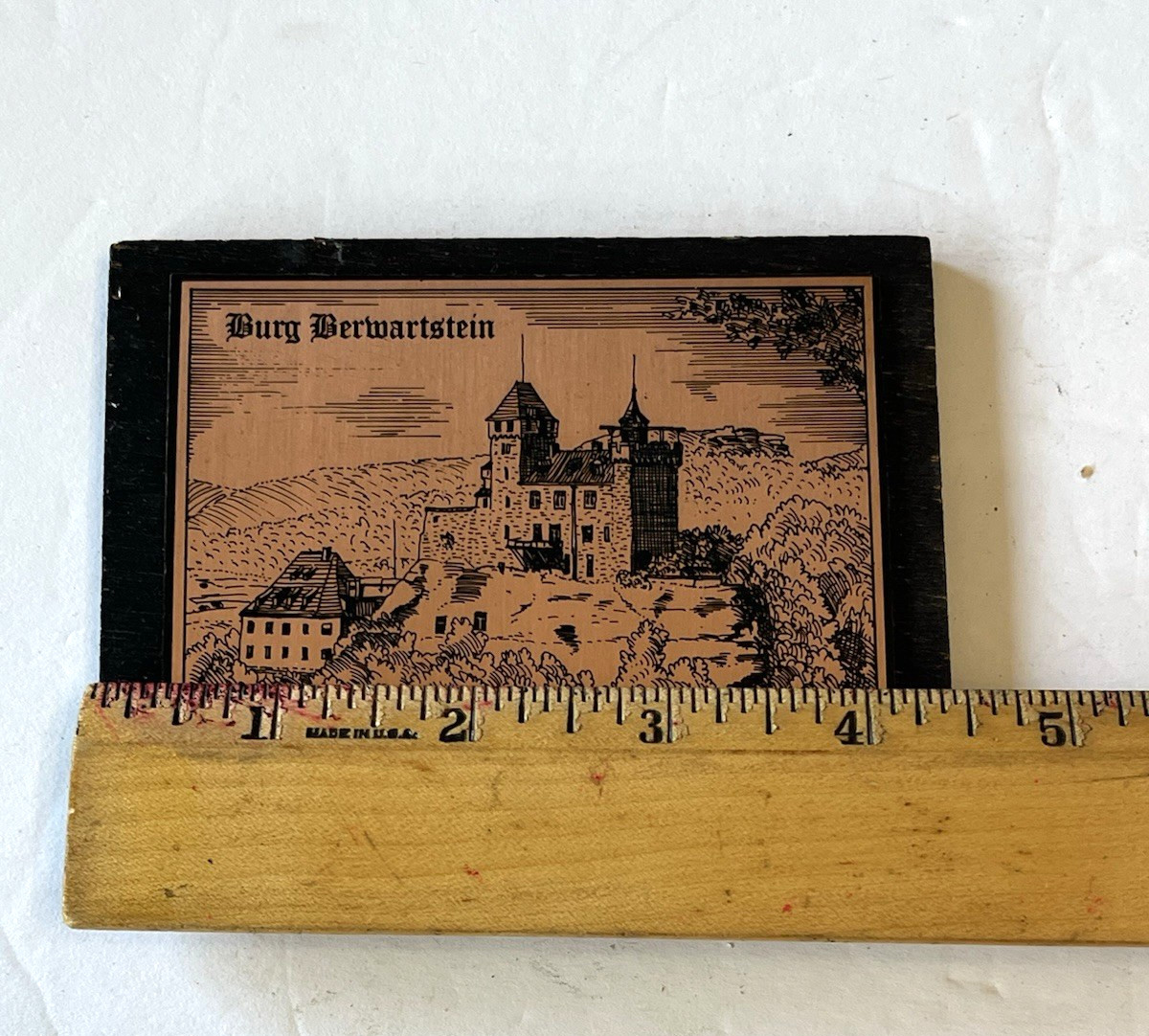 Volkswanderung Hike Walk Plaque Germany 1977 Waldmohr Burg Berwartstein Vintage