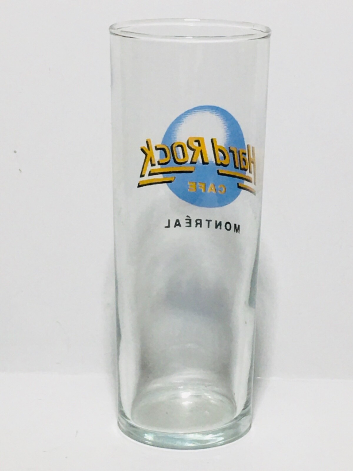 Souvenir RARE Hard Rock Café glass from Montréal Banawe Canada 6 1/2 ” tall.