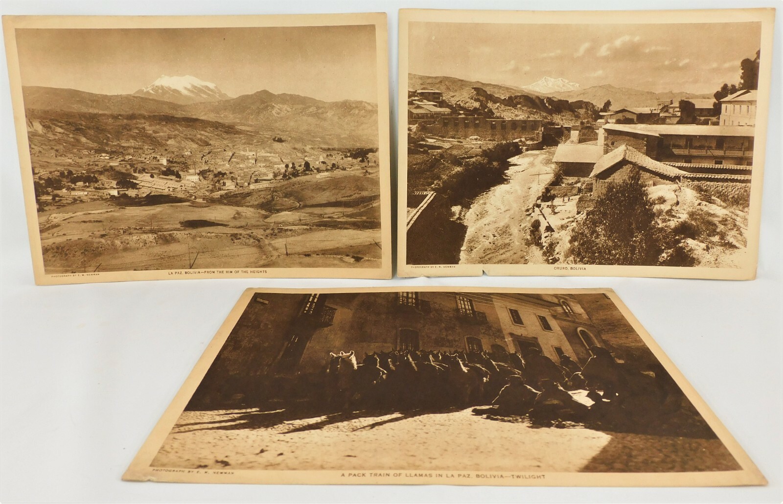 The Mentor 1917 Bolivia Lithographic Prints 3 Pieces Llamas La Paz Oruro Vtg