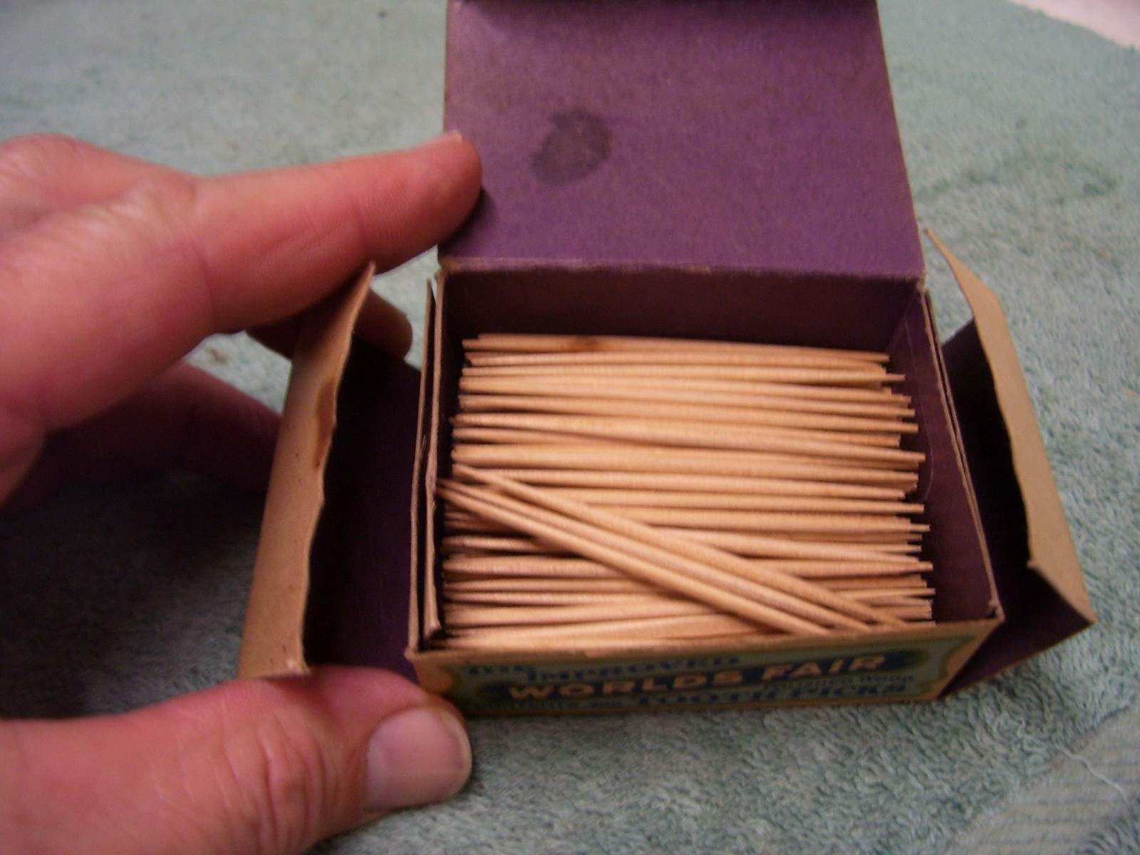 Vintage Round WORLDS FAIR Polished Wood Toothpicks