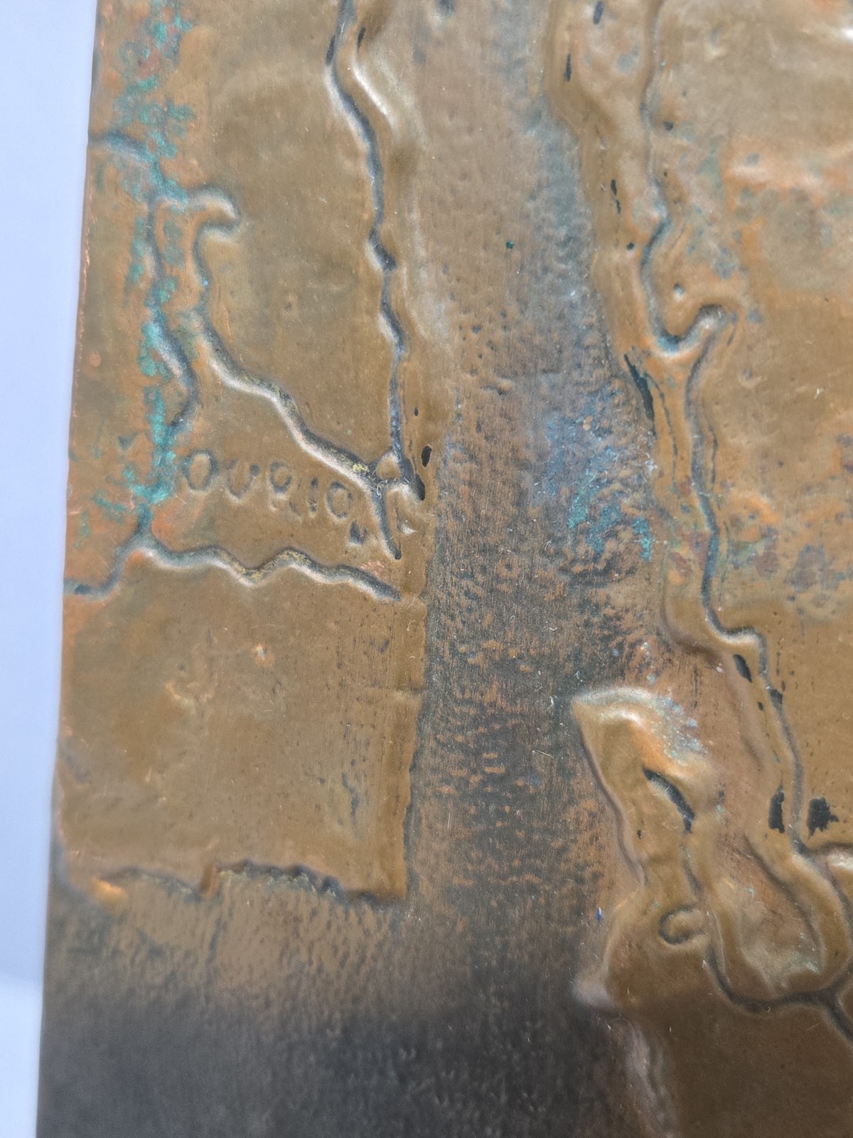 Vintage Cephalonia Copper Relief Map Plaque Ithaki Greece • Solid Copper Tested