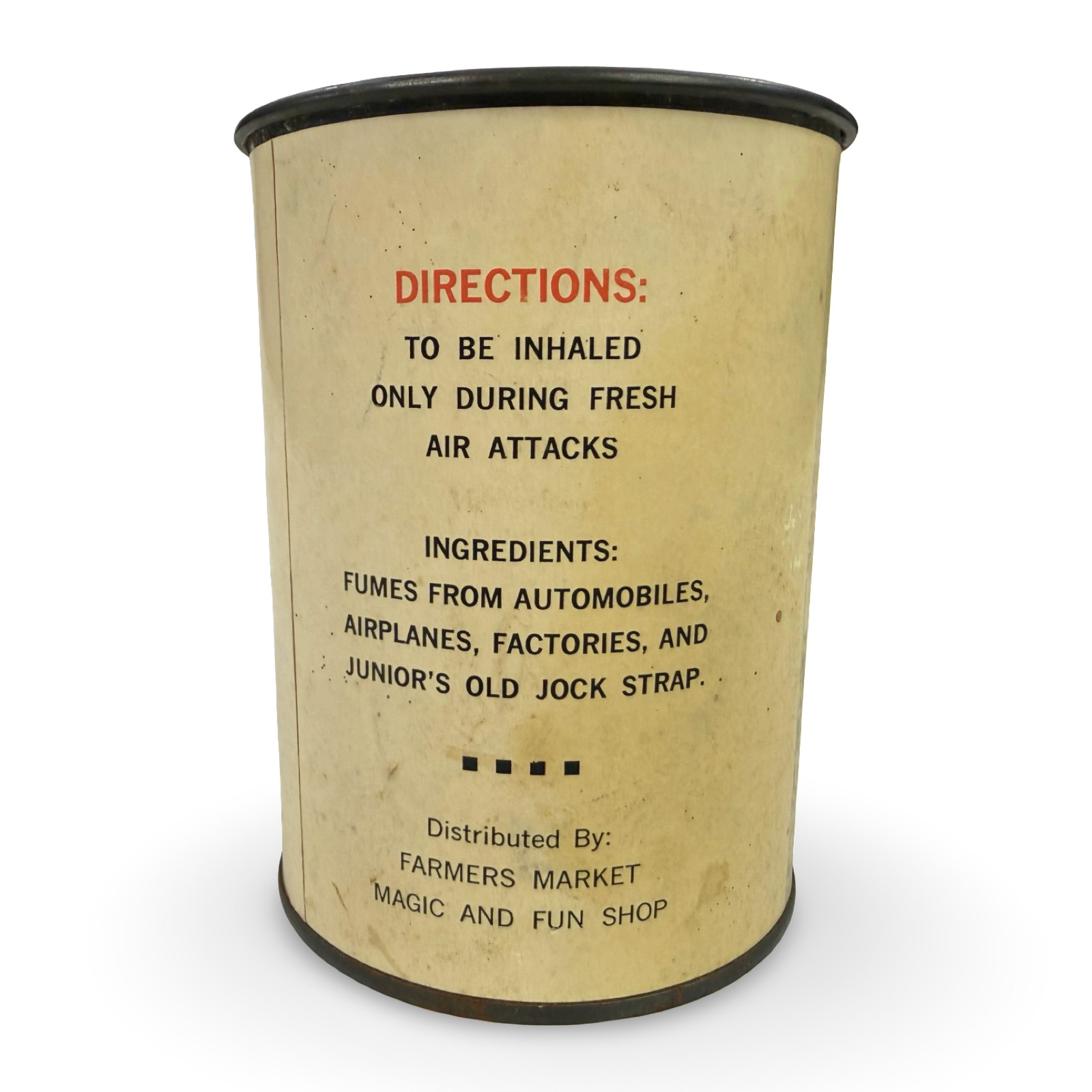 Vintage 1950s Los Angeles Fresh Canned Smog Gag Gift Novelty Tin Can Souvenir