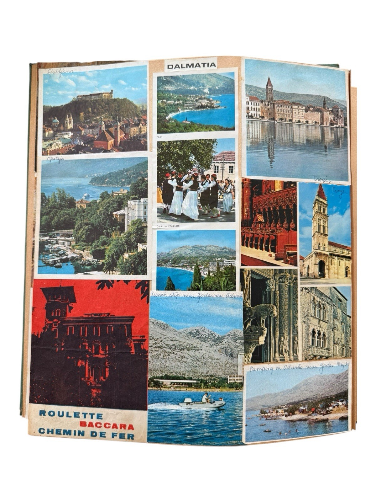 1970’s Eastern Europe & Scandinavia Travel Scrapbook Postcards Stamps Wine Label