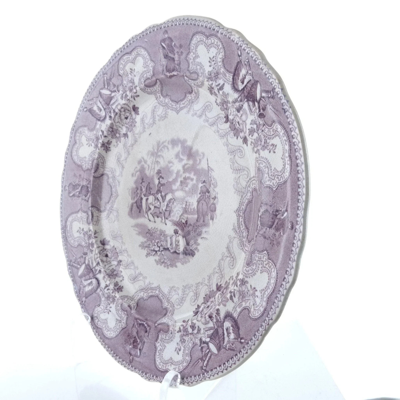 c1850 Texian Campaigne Historical Staffordshire purple Transferware 9.25″ plate