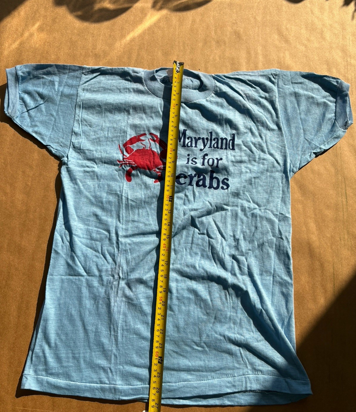 VTG 70’s Maryland Is For Crabs T Shirt DEADSTOCK NOS Blue Hanco Adult LARGE