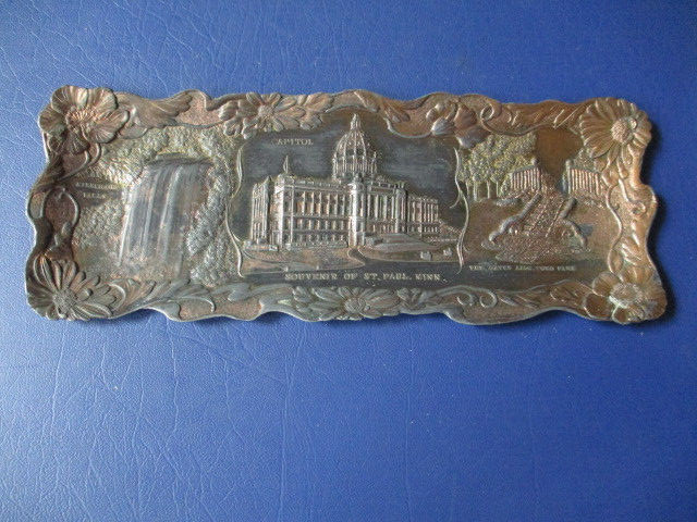 Vintage St. Paul Minnesota Landmarks Souvenir 8.5″ Metal Trinket Dish B2