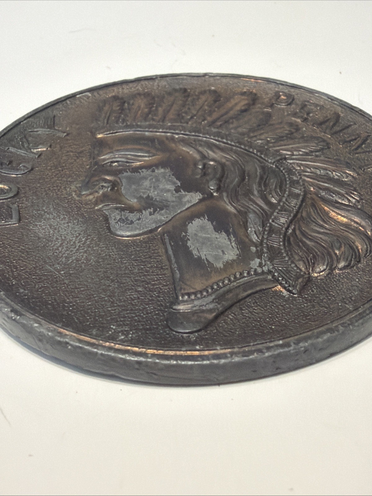 Large Antique 1920’s Indian Head Lucky Penny Souvenir Coin Niagara Falls