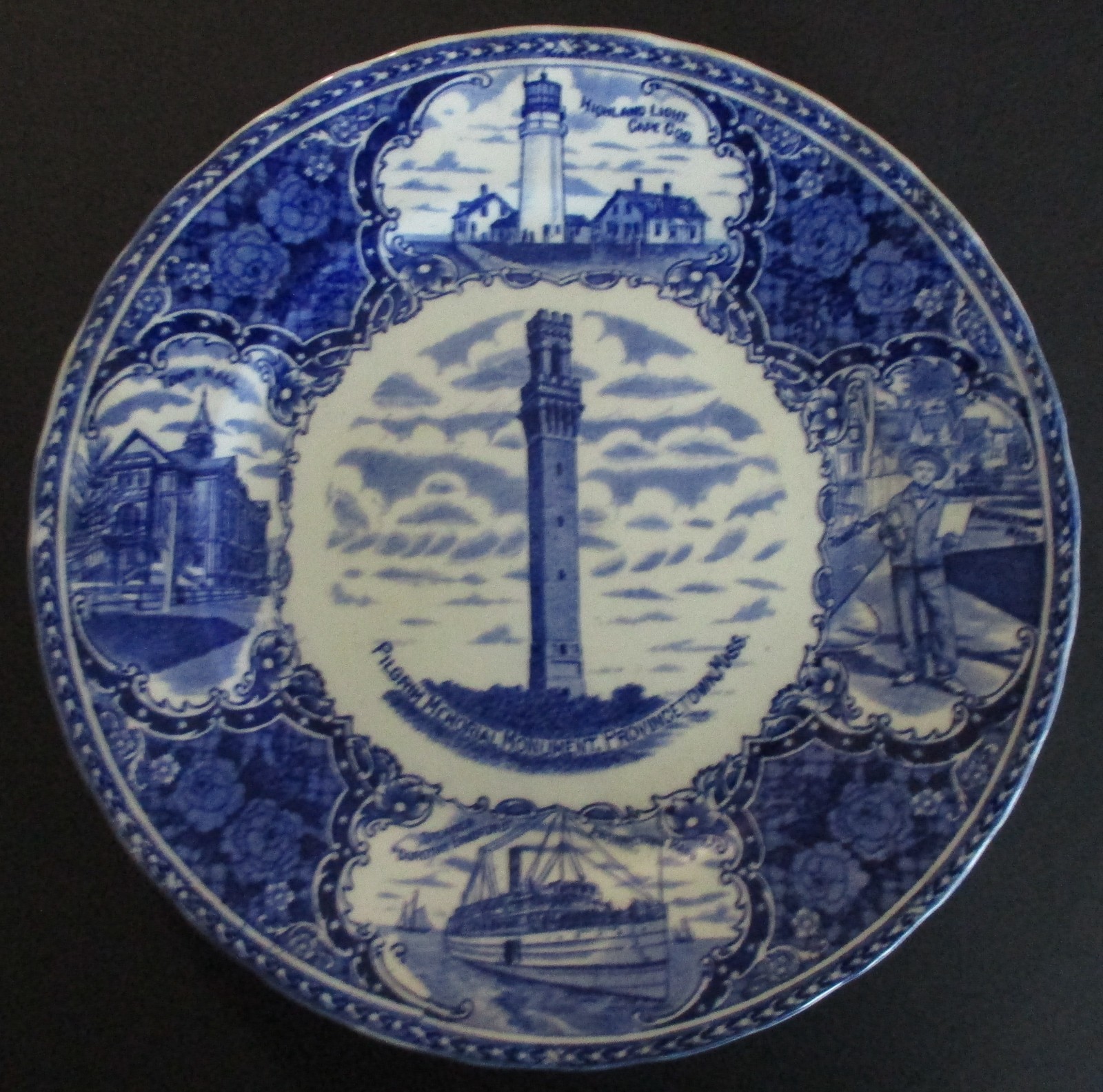 Early 20th Century Souvenir Multi Scene Plate Provincetown Massachusetts