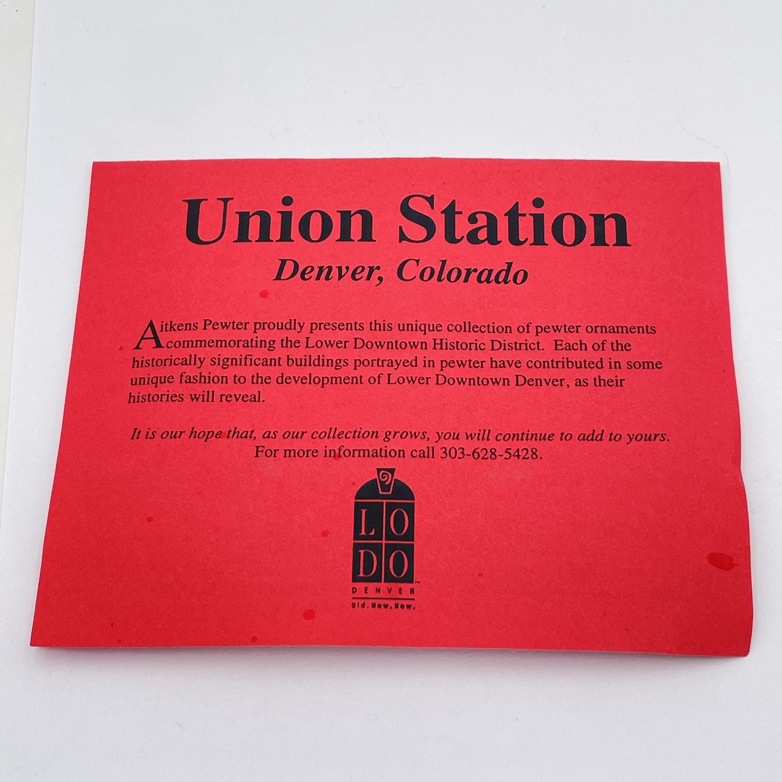 Aitkens Pewter Union Station Denver Colorado Christmas Ornament Limited 2266