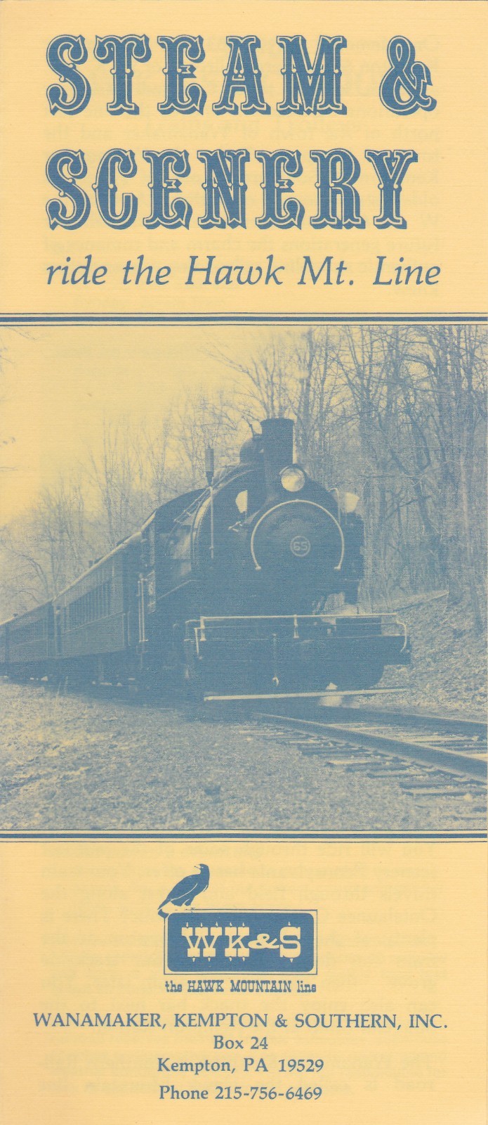 1990 WK&S Hawk Mt. Line Steam Railroad Kempton Pennsylvania Brochure