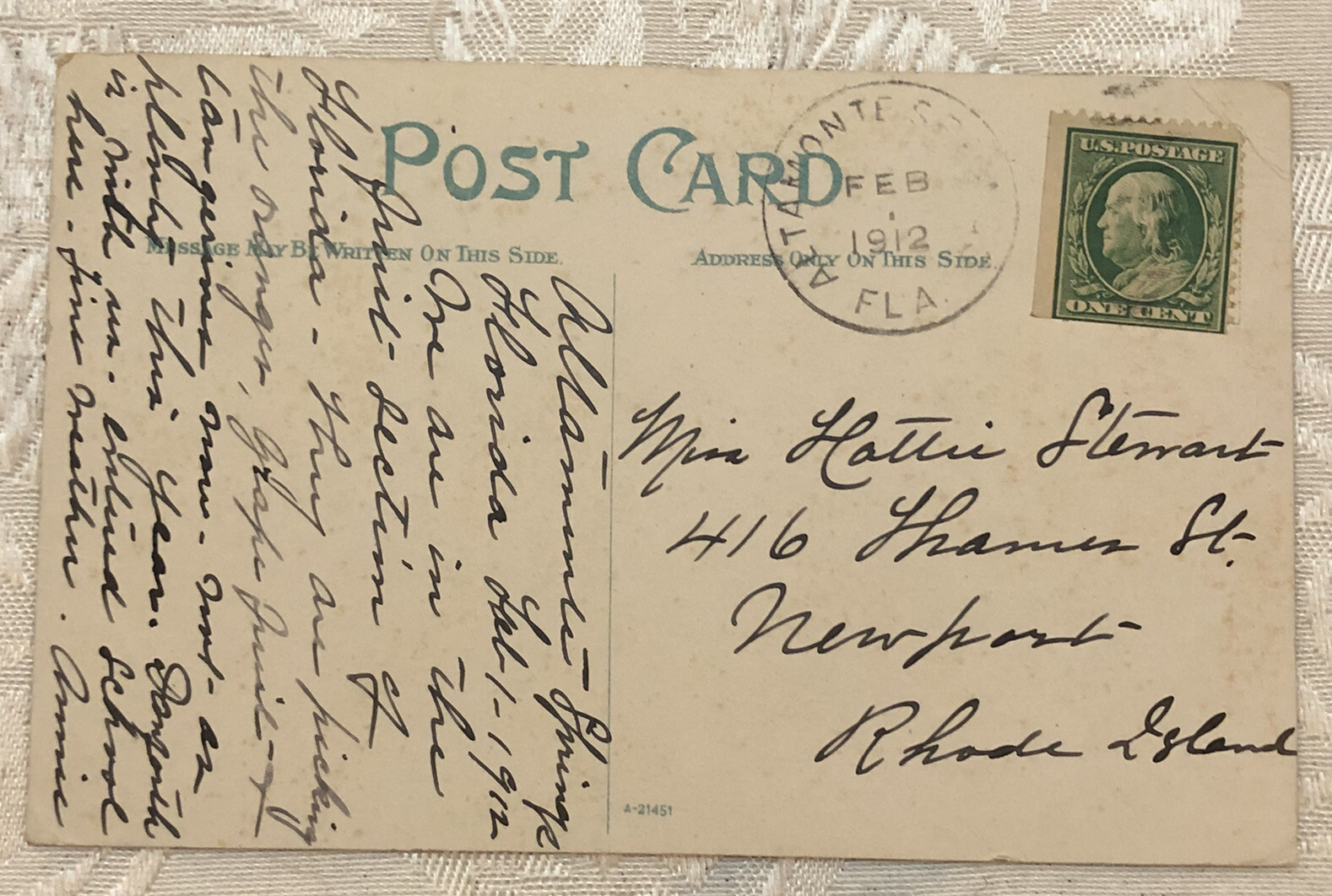 Postcard Florida 1912 Fruit Seller Photo Horse Wagon Produce Pineapples Bananas
