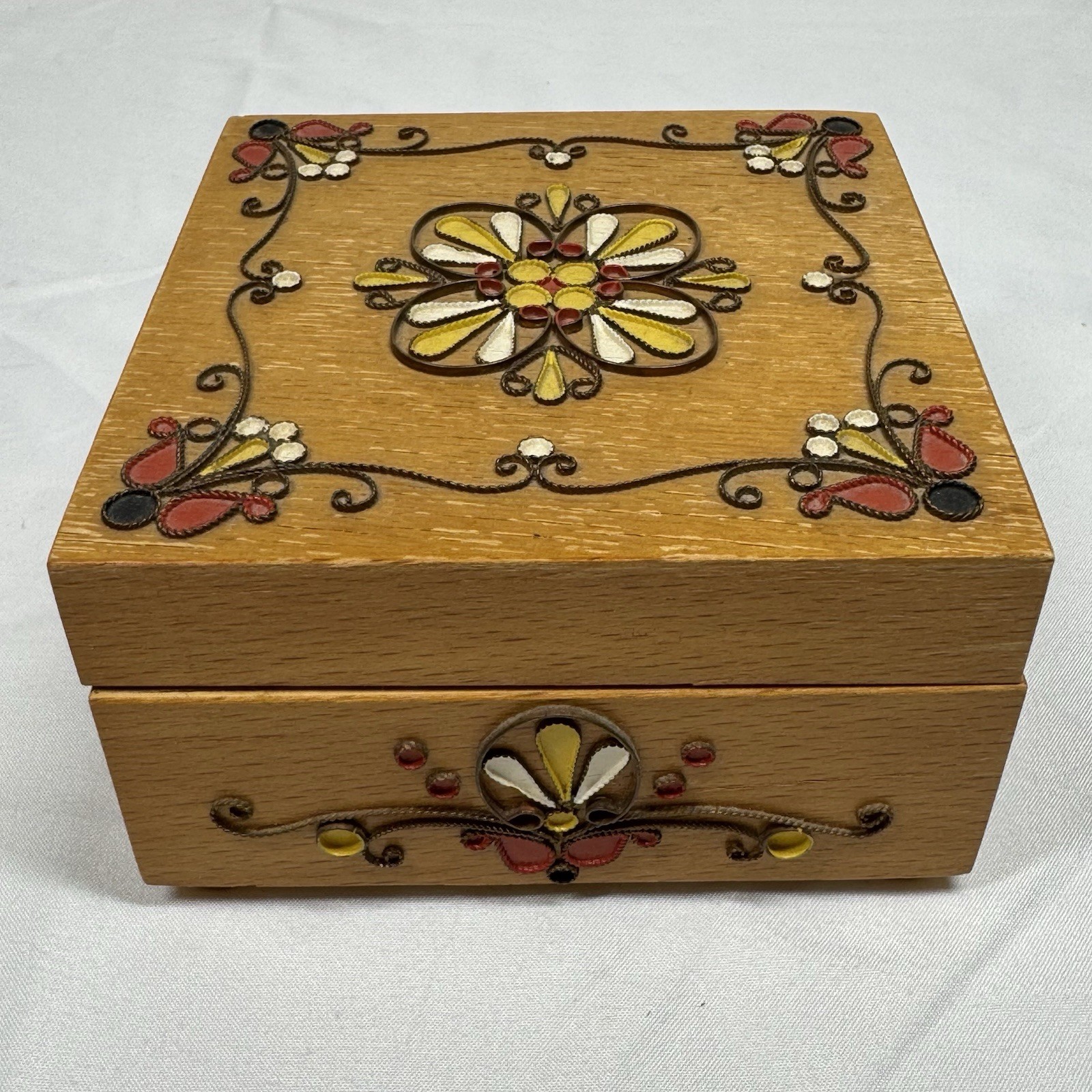 Vintage Soviet Ukraine Wooden Box USSR Jewelry Trinket Box of 80’s