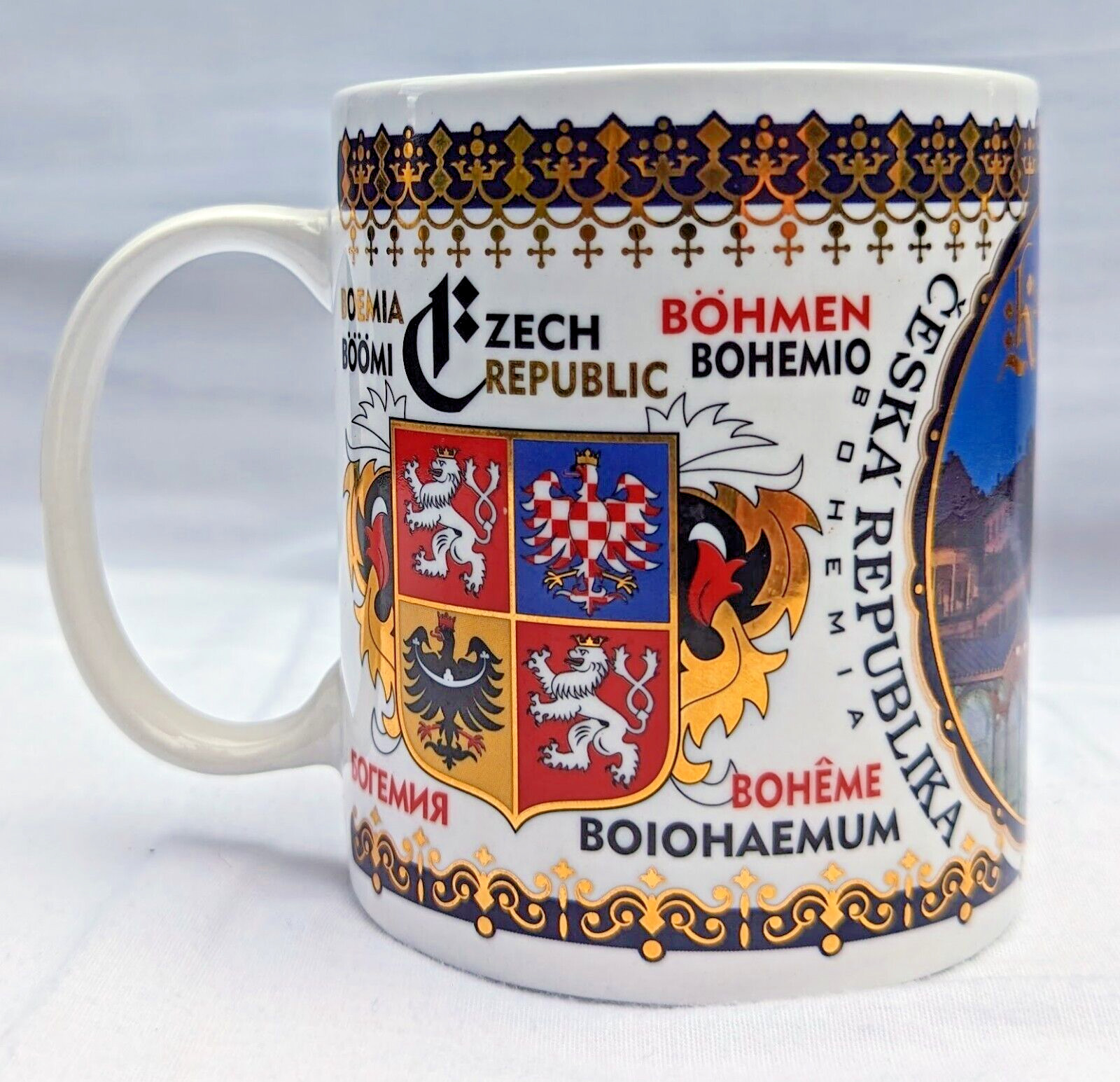 Czech Republic Karlovy Vary Karlsbad Mineral Springs Spa Coffee Cup Coat of Arms