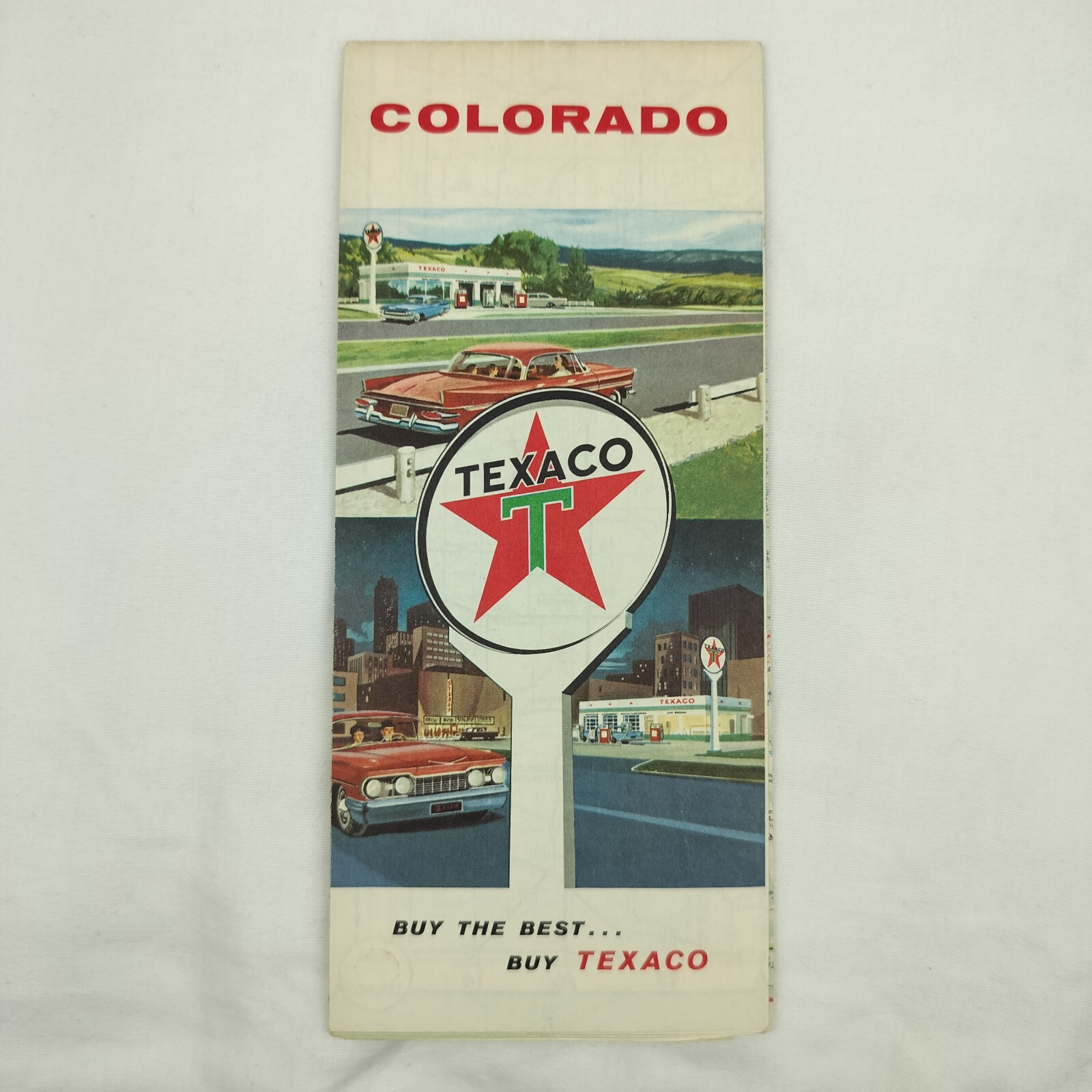 Colorado Texaco Gas Station Vintage Travel Road Trip USA Map Vacation