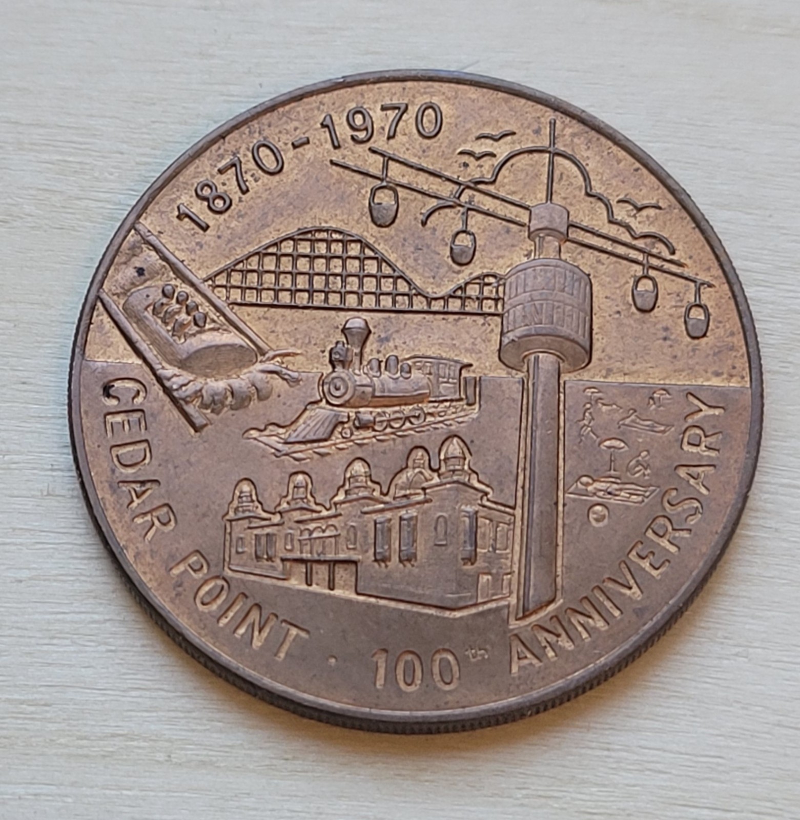 Cedar Point 100th Anniversary Original Souvenir Token 1870-1970 Sandusky Ohio