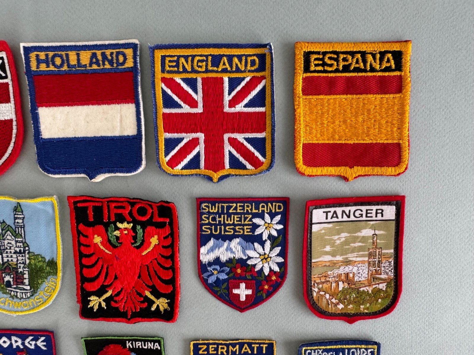 Vintage Embroidered Patches EUROPEAN Travel Souvenirs Lot of 15 Vibrant & MINT!