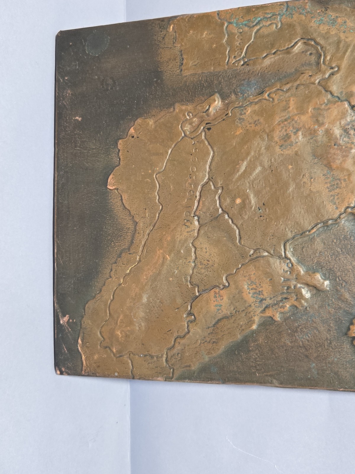 Vintage Cephalonia Copper Relief Map Plaque Ithaki Greece • Solid Copper Tested