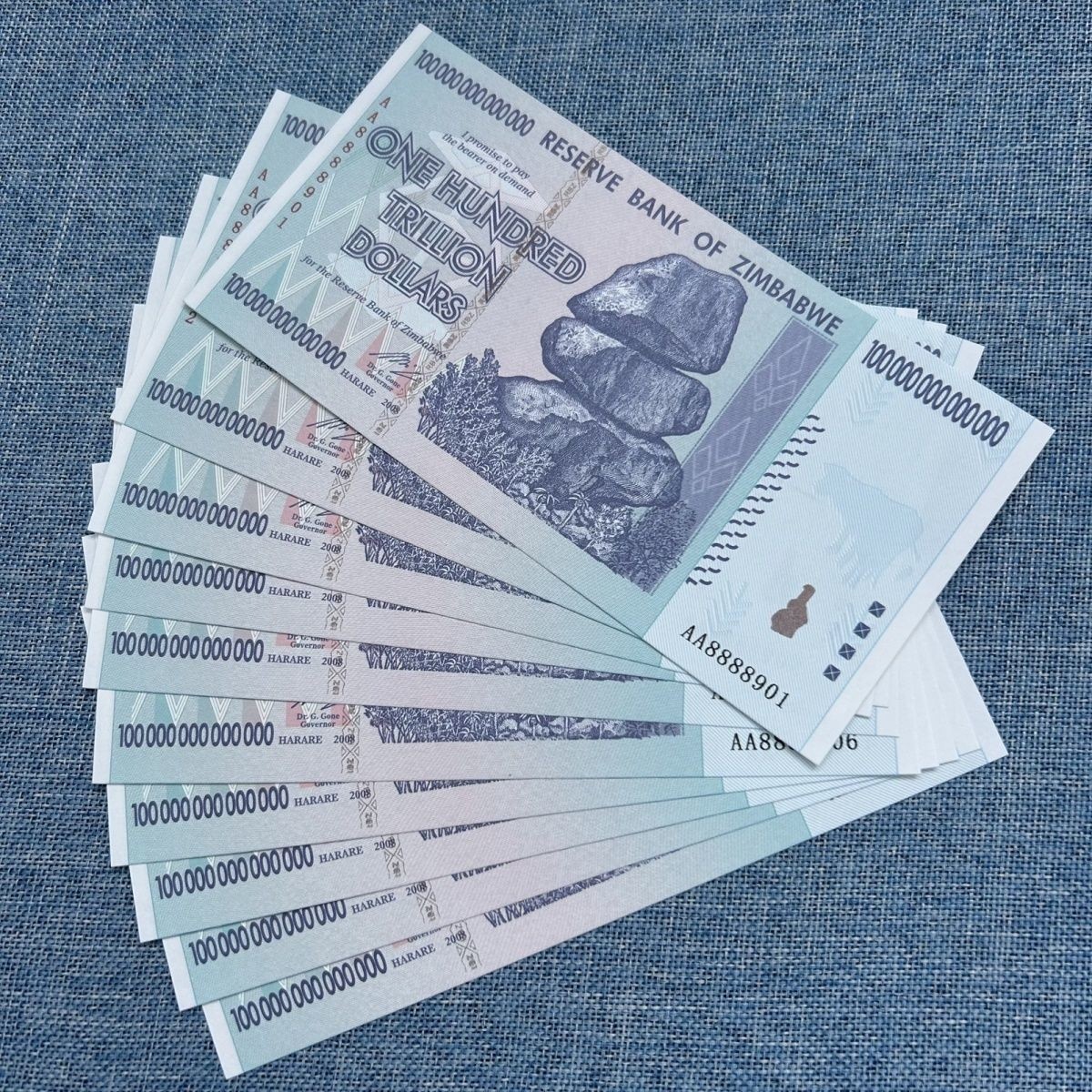 Zimbabwe One Hundred 100 Trillion Dollars Banknote Uncirculated Collectible Note