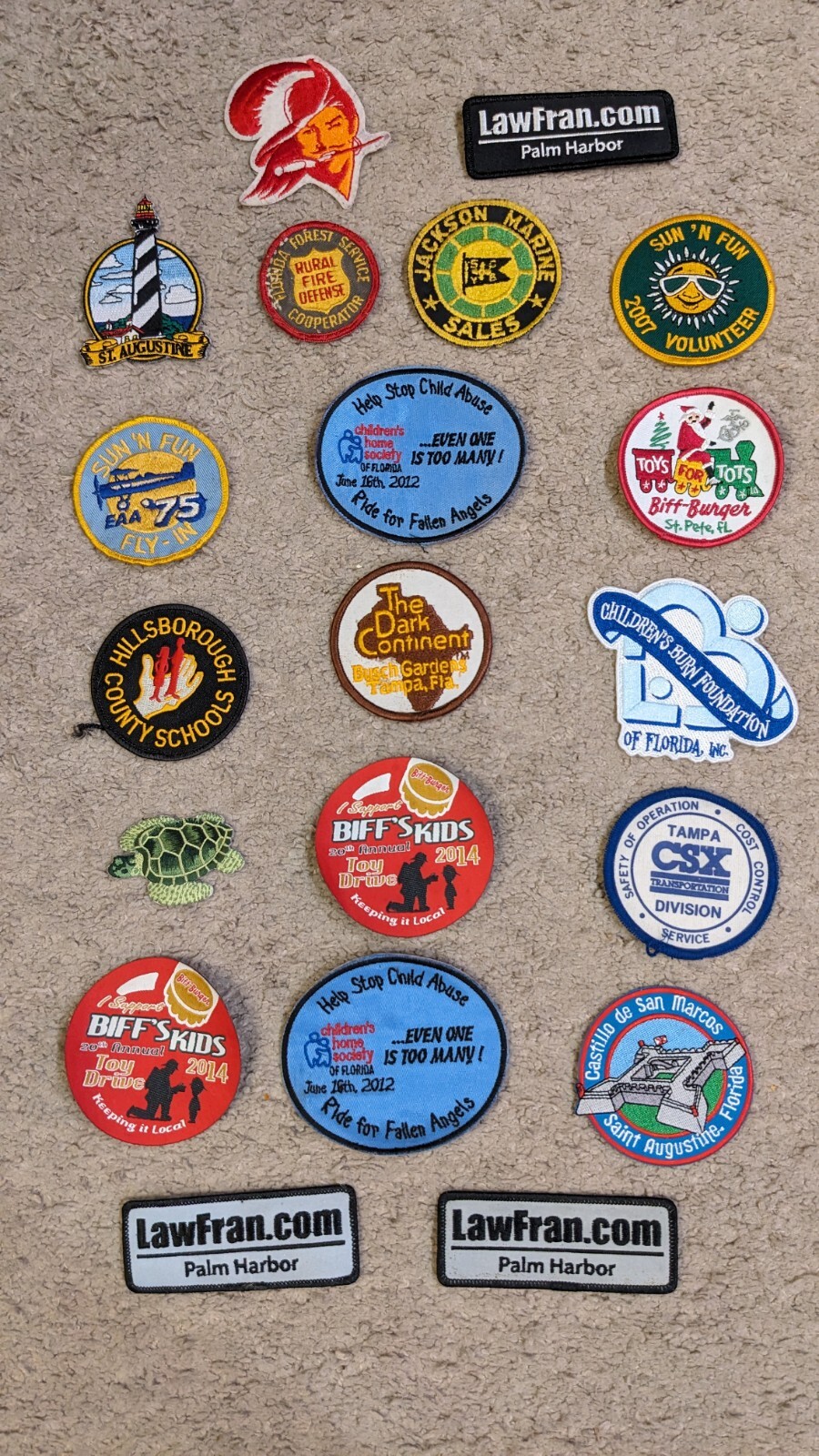 Lot 20 Florida Patches Tourism St. Augustine Bucs St Pete Busch Gardens Sunshine