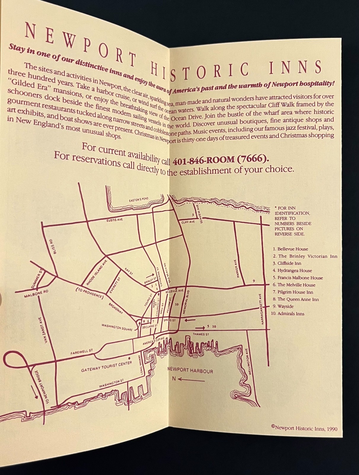 1990 Newport Rhode Island Historic Inns Guide Bed Breakfast VTG Travel Brochure