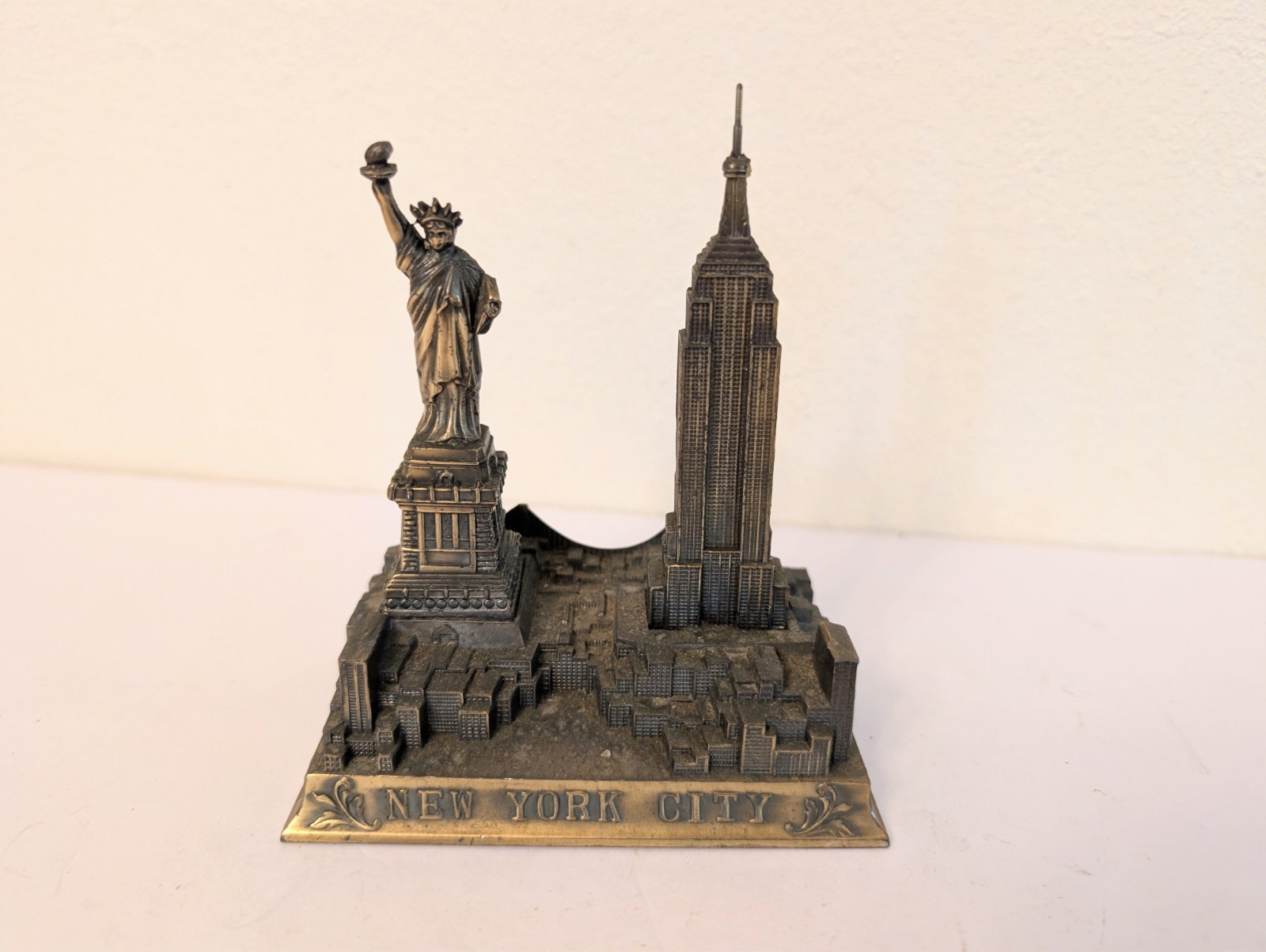 Vtg New York City Metal Souvenir w/Empire State, Statue of Liberty-Made in Japan