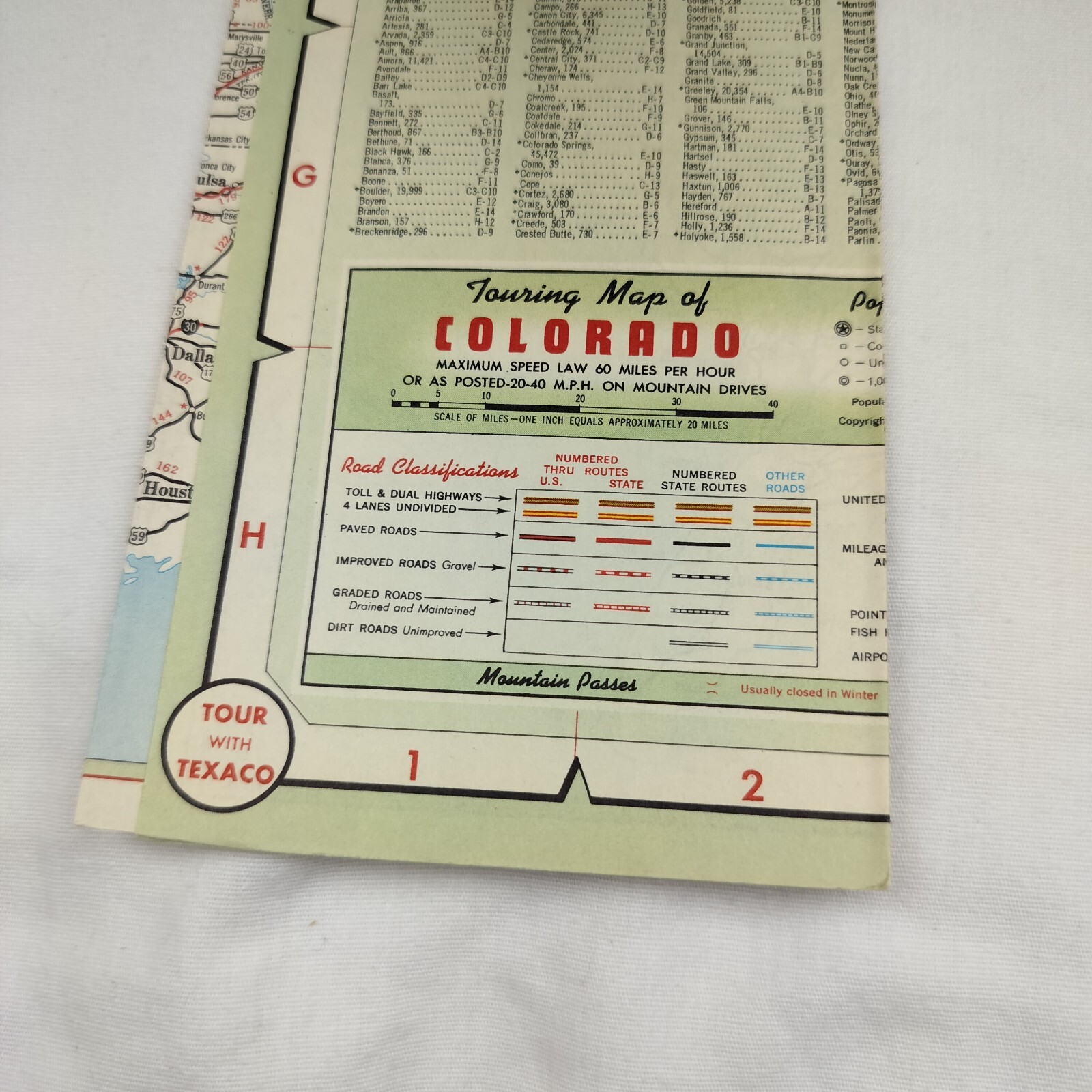 Colorado Texaco Gas Station Vintage Travel Road Trip USA Map Vacation
