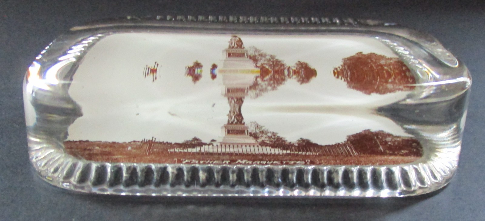 Early 20th Century Souvenir Glass Paperweight Father Marquette Statue Michigan