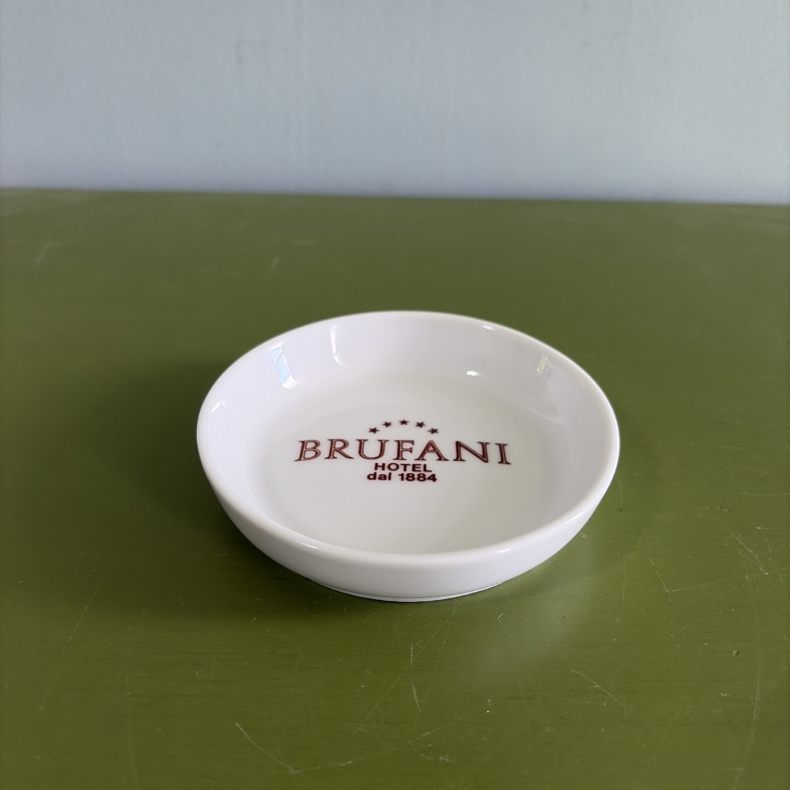 Vintage HOTEL BRUFANI Perugia Trinket Dish Italy Porcelain 4” Diameter