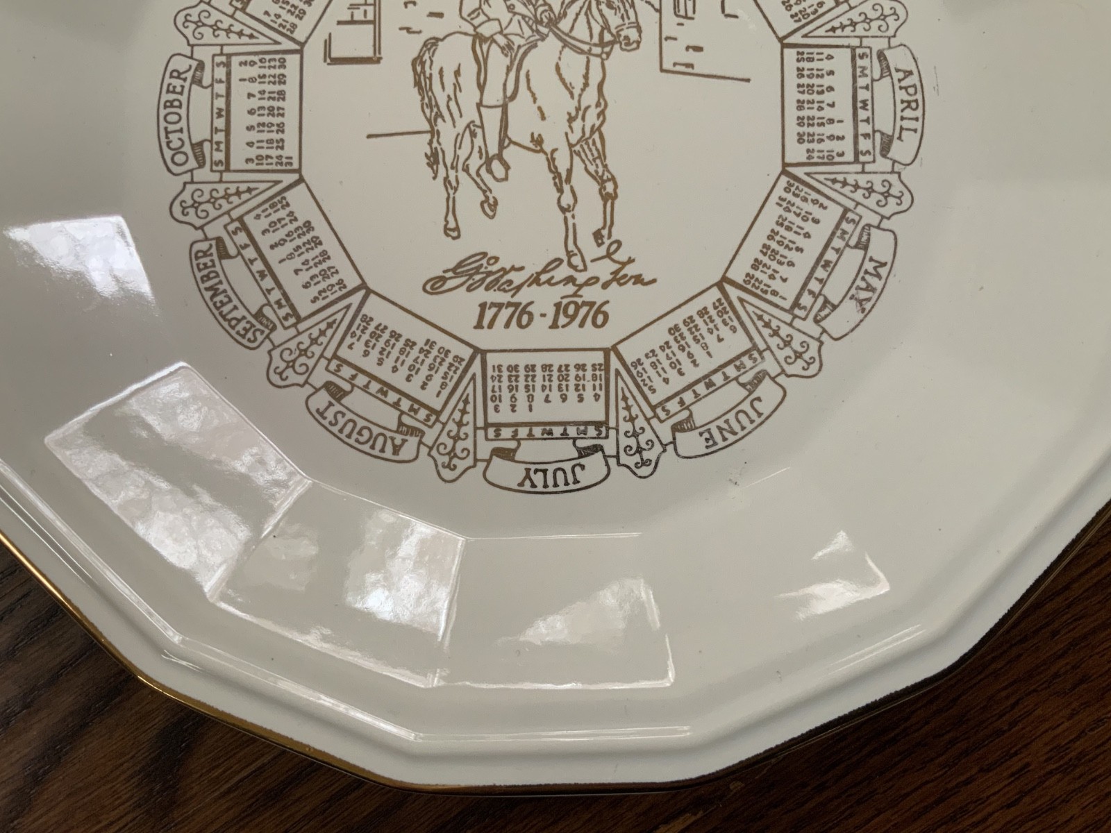 Advertising Bi-Centennial 1776-1976 Calendar Plate G. Washington in NJ Very Good