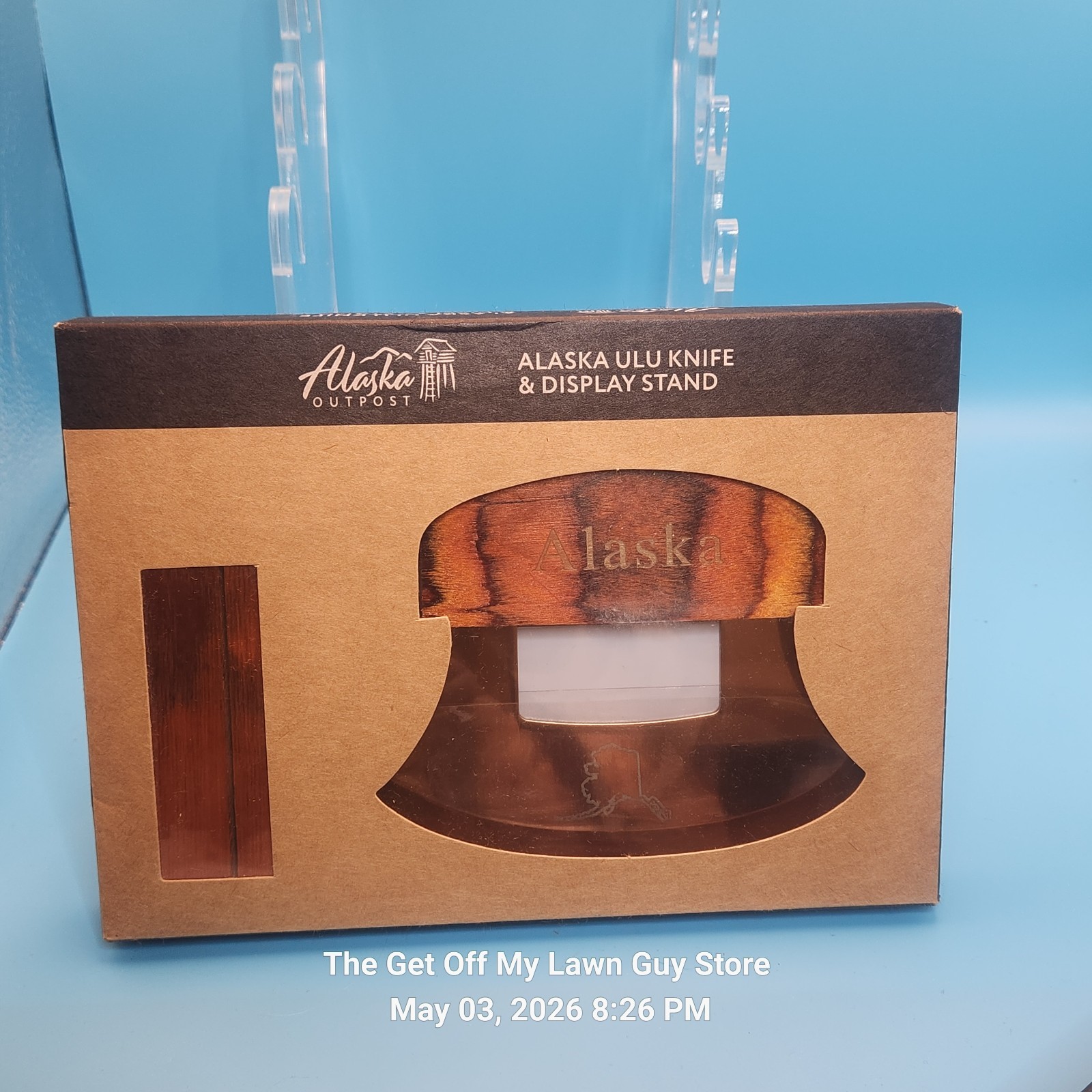 New Alaska Outpost Ulu Knife Copper Finish Stainless Steel with Stand
