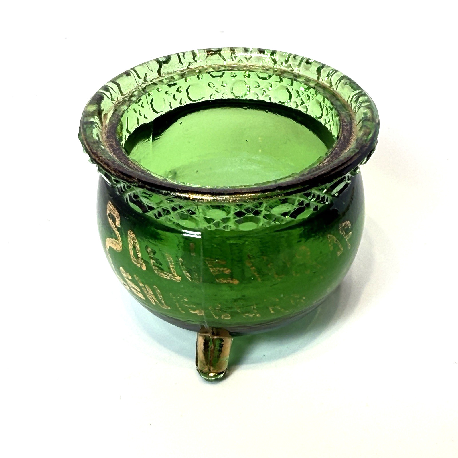 LEWISBURG Pennsylvania PA Antique GREEN GOLD Depression Glass Souvenir TRINKET