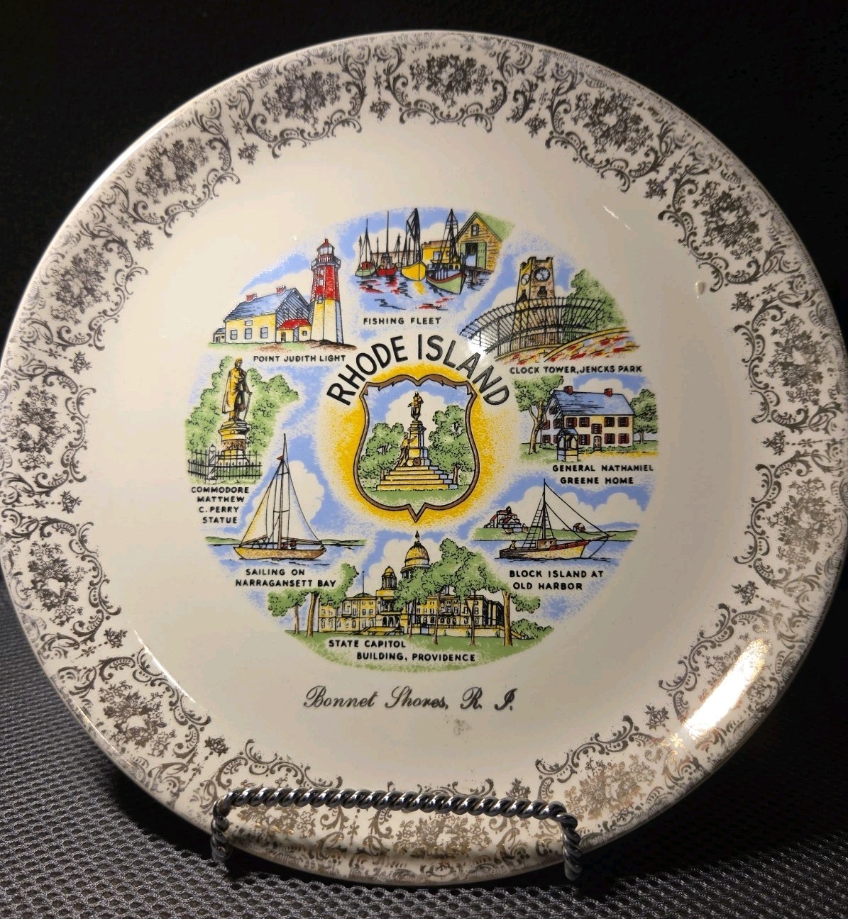 Vntg Rhode Island Souvenir Plate Bonnet Shores