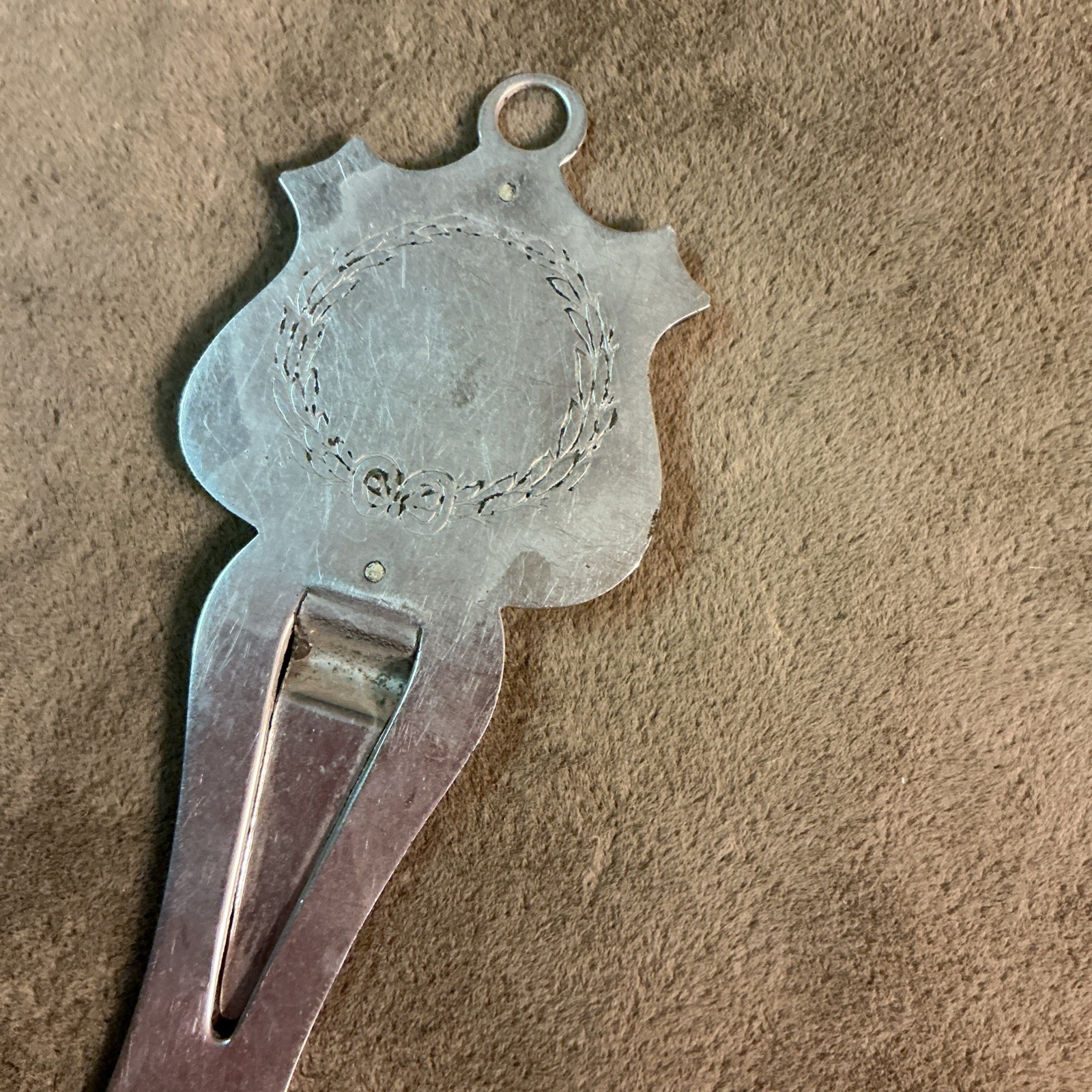 Antique souvenir Saratoga Springs New York bookmark open with maiden design