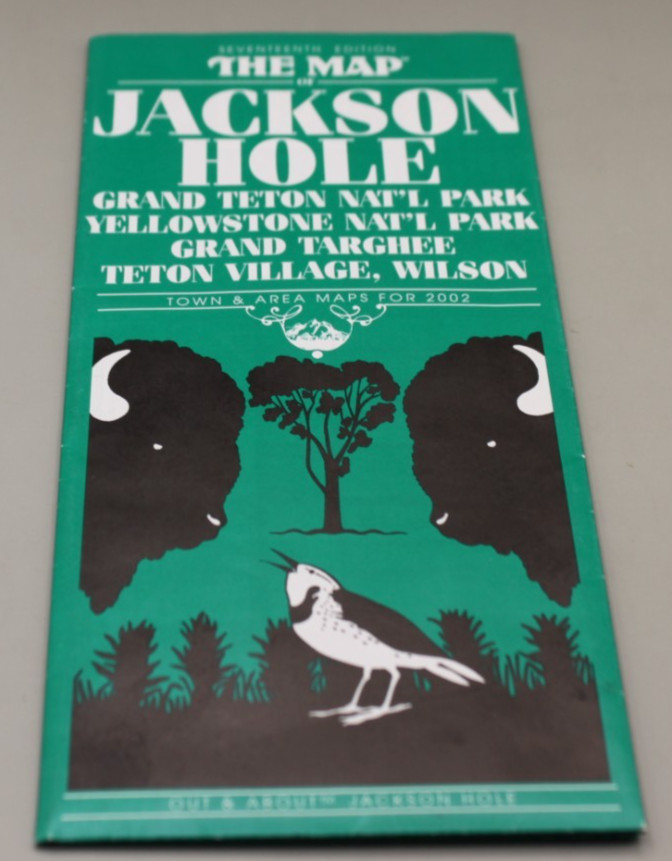 Jackson Hole Picture Map Brochure Shop, Galleries Restaurants 2002